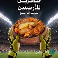قفازات حارس مرمى تحمل طاجن ساخن من مطعم الربيع في منيا القمح.