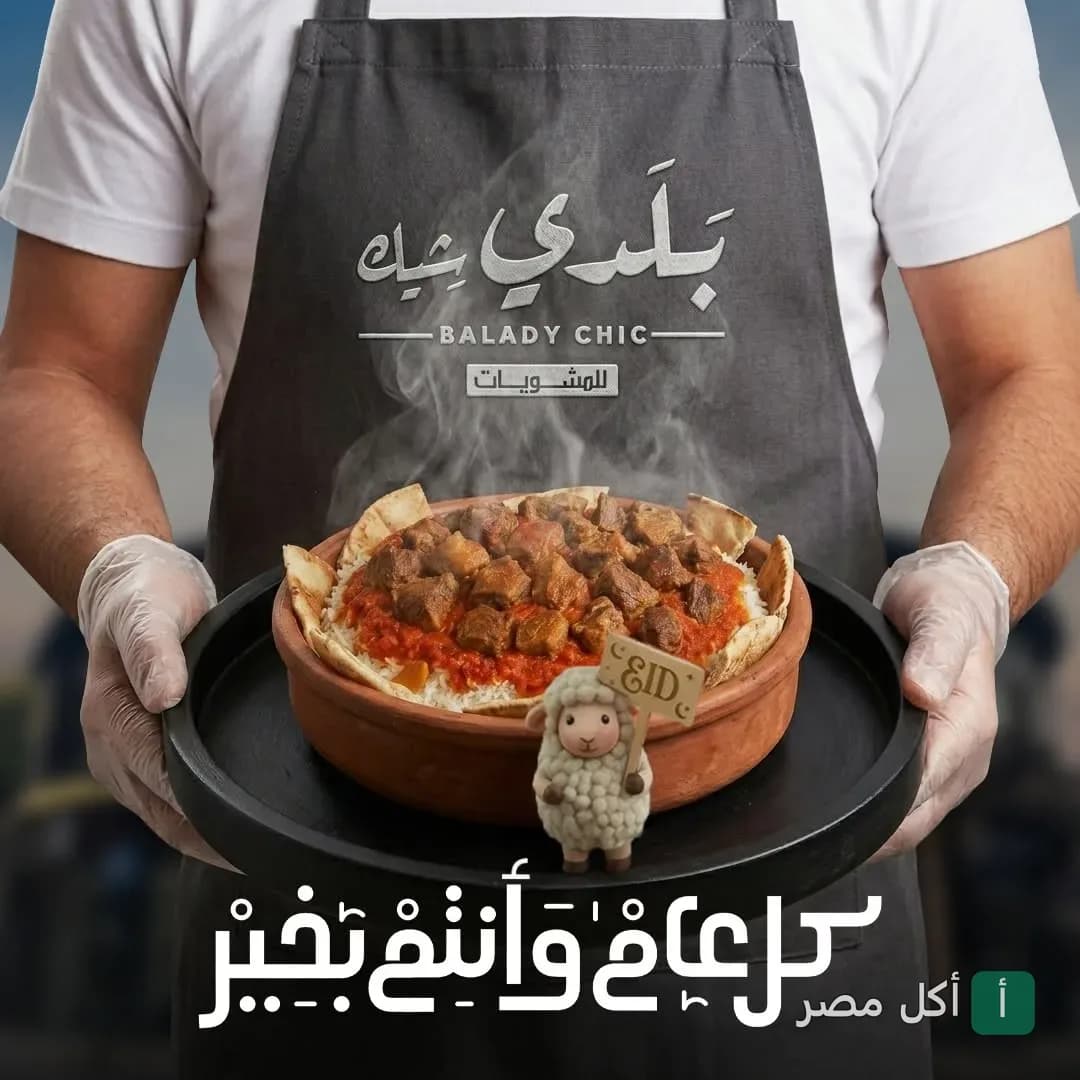 شيف يقدم طاجن لحم ساخن من مطعم بلدي شيك في الرمل بمناسبة عيد الأضحى.