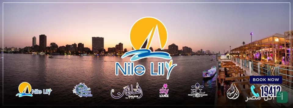 إطلالة بانورامية ليلية على النيل من مطاعم نايل ليلي في المنيل بالقاهرة.