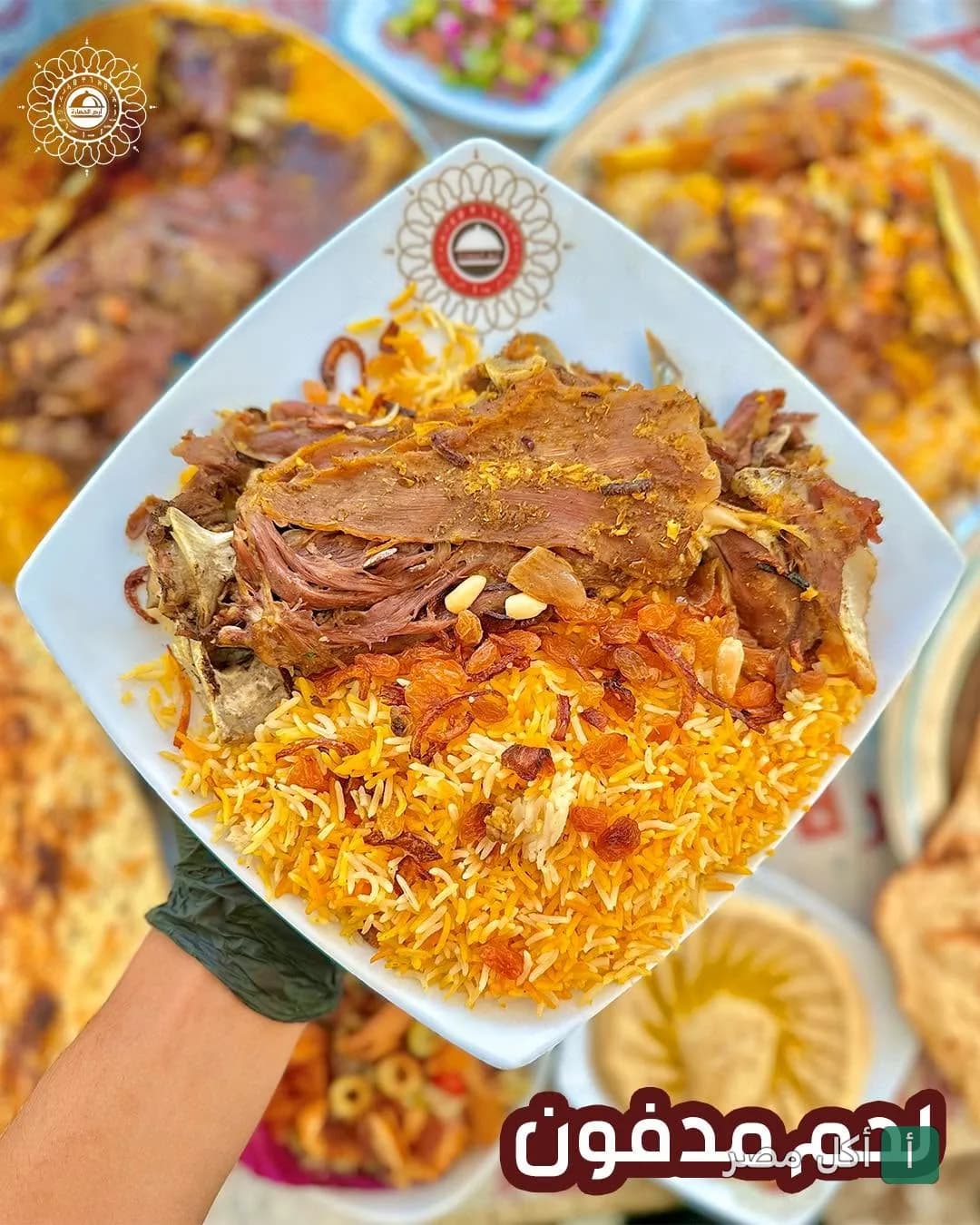 طبق أرز باللحم المدفون يقدمه مطعم أرض الحضارة في المنيل الغربي بالقاهرة.