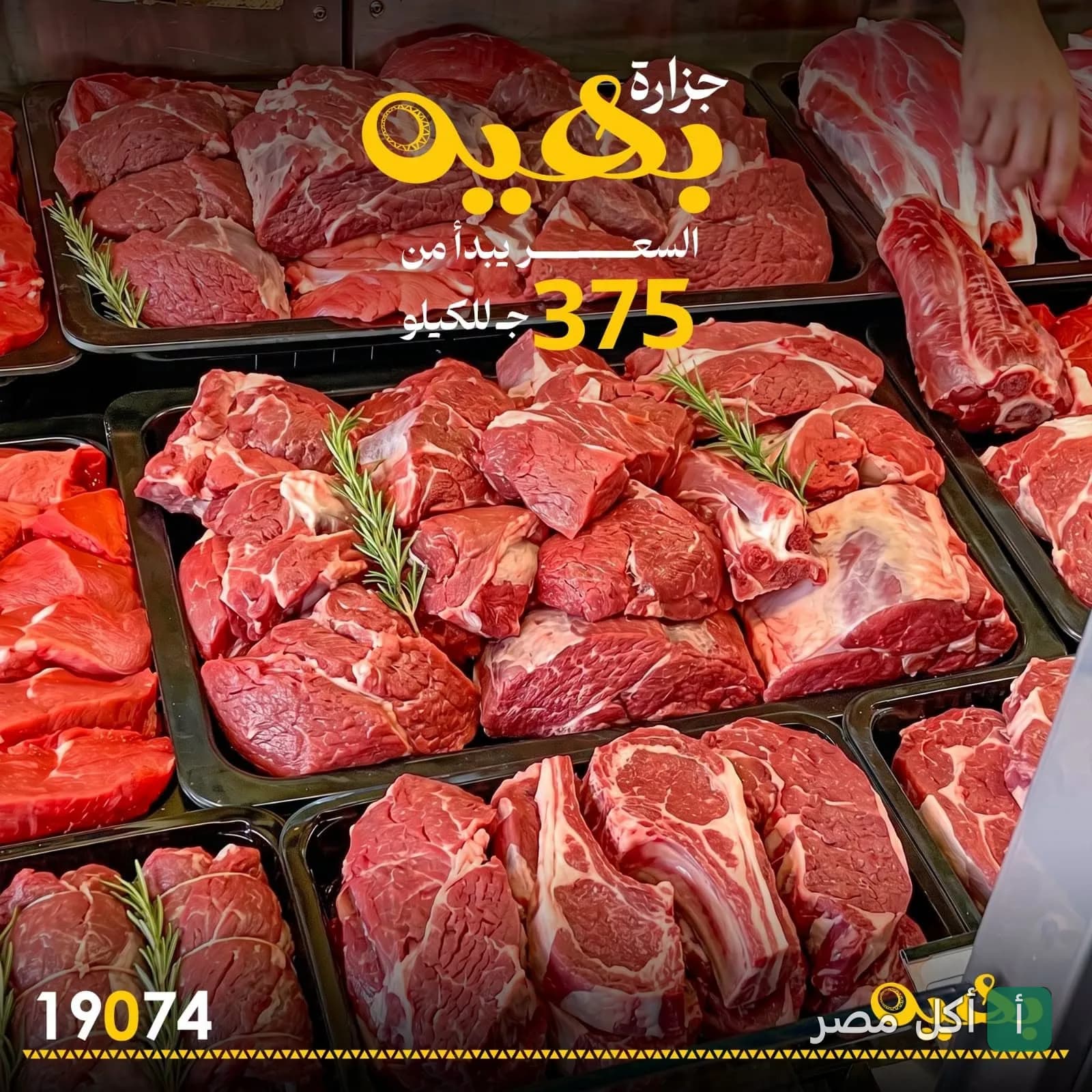 عرض للحوم طازجة مقطعة في أطباق داخل مطعم بهي جريل بالأهرام.