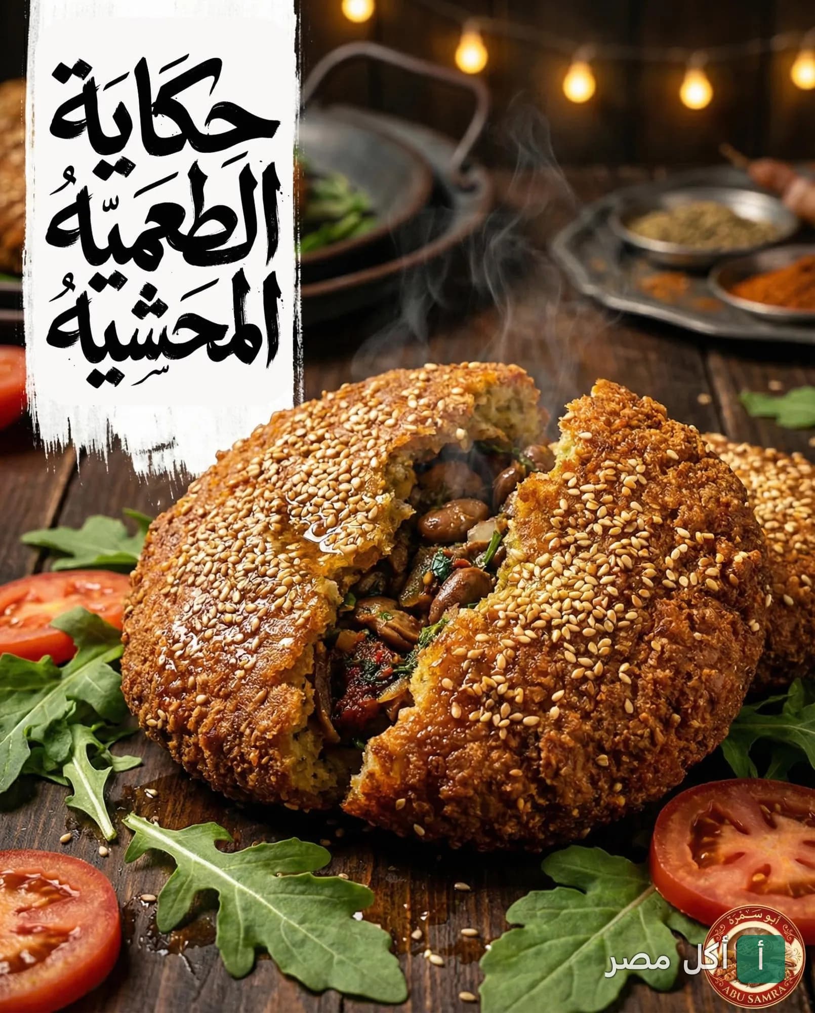قرص طعمية محشية سخن بالسمسم في مطعم أبو سمرة بعابدين