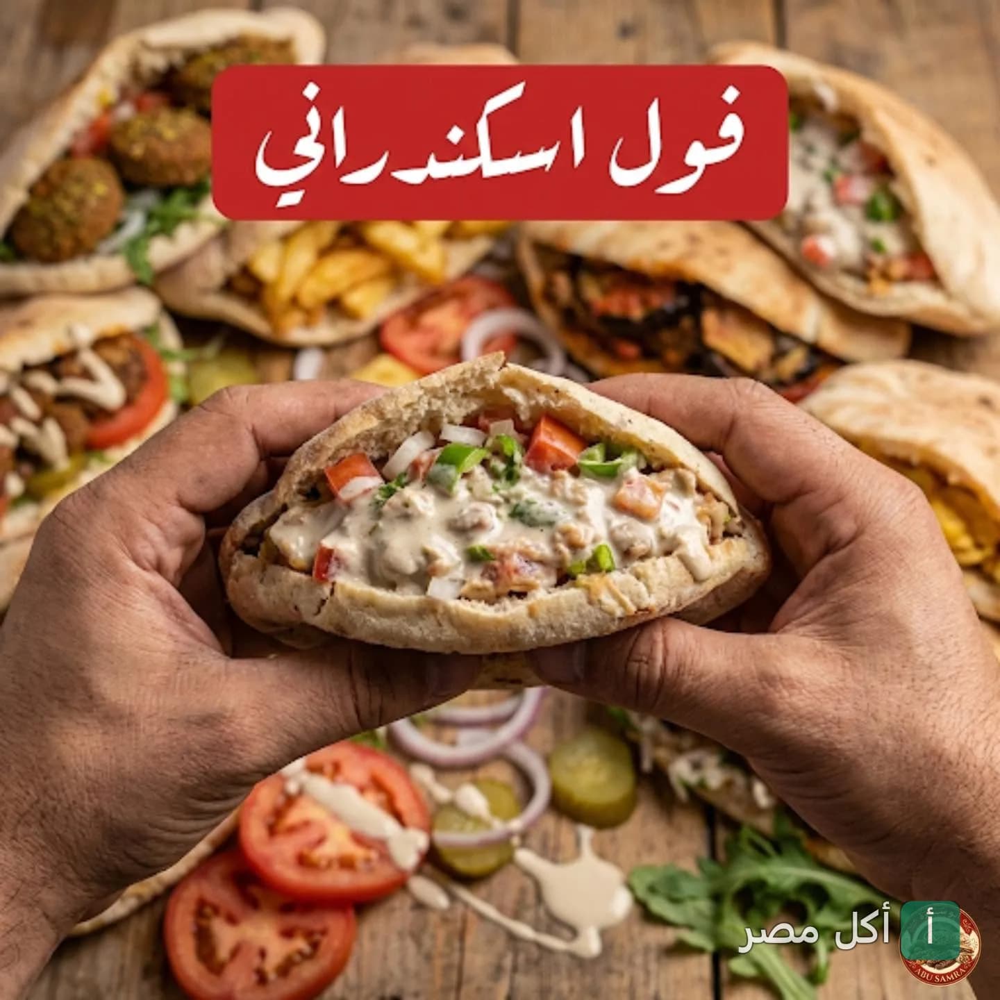 شخص يمسك ساندوتش فول إسكندراني في مطعم أبو سمرة بعابدين