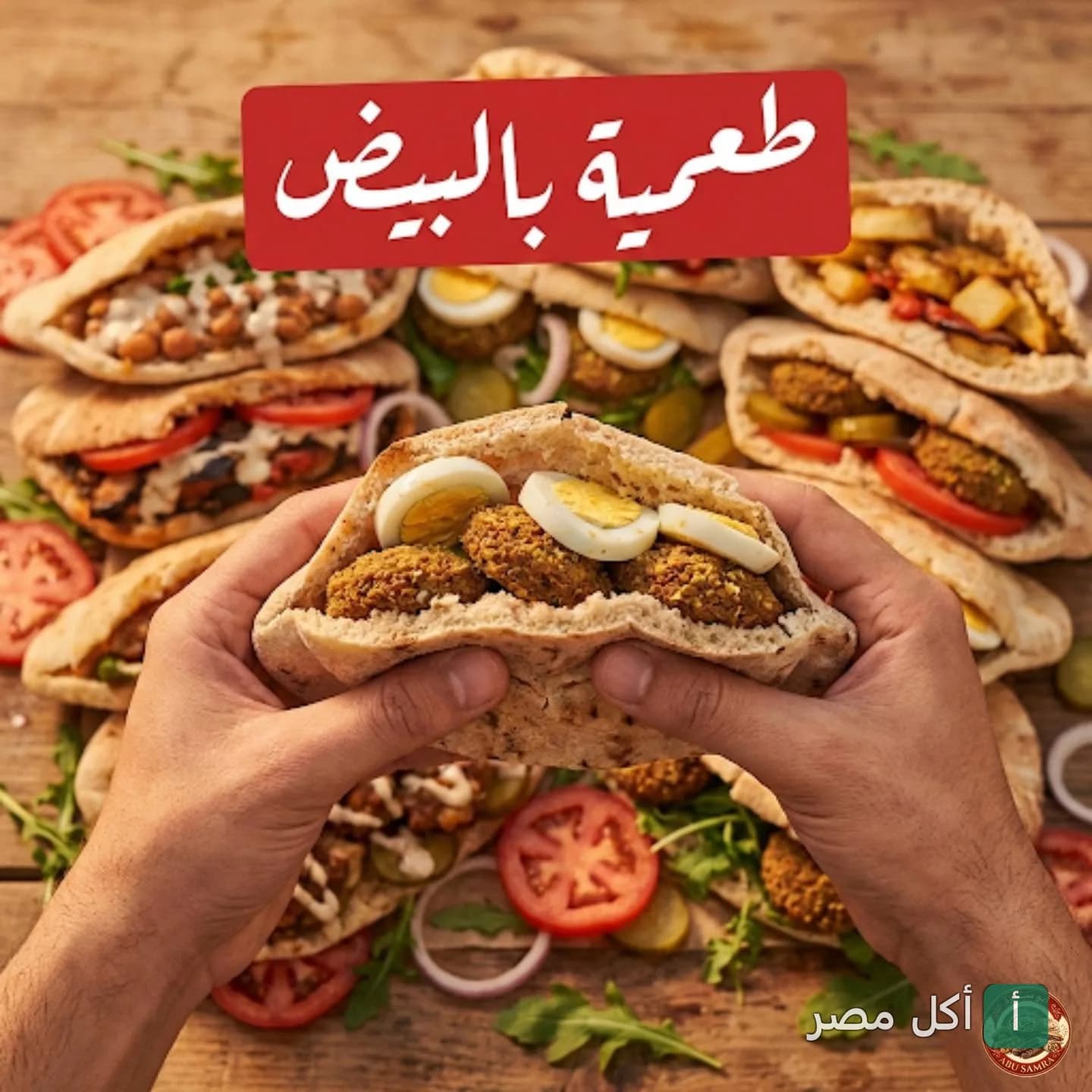 شخص يمسك ساندوتش طعمية بالبيض في مطعم أبو سمرة بعابدين