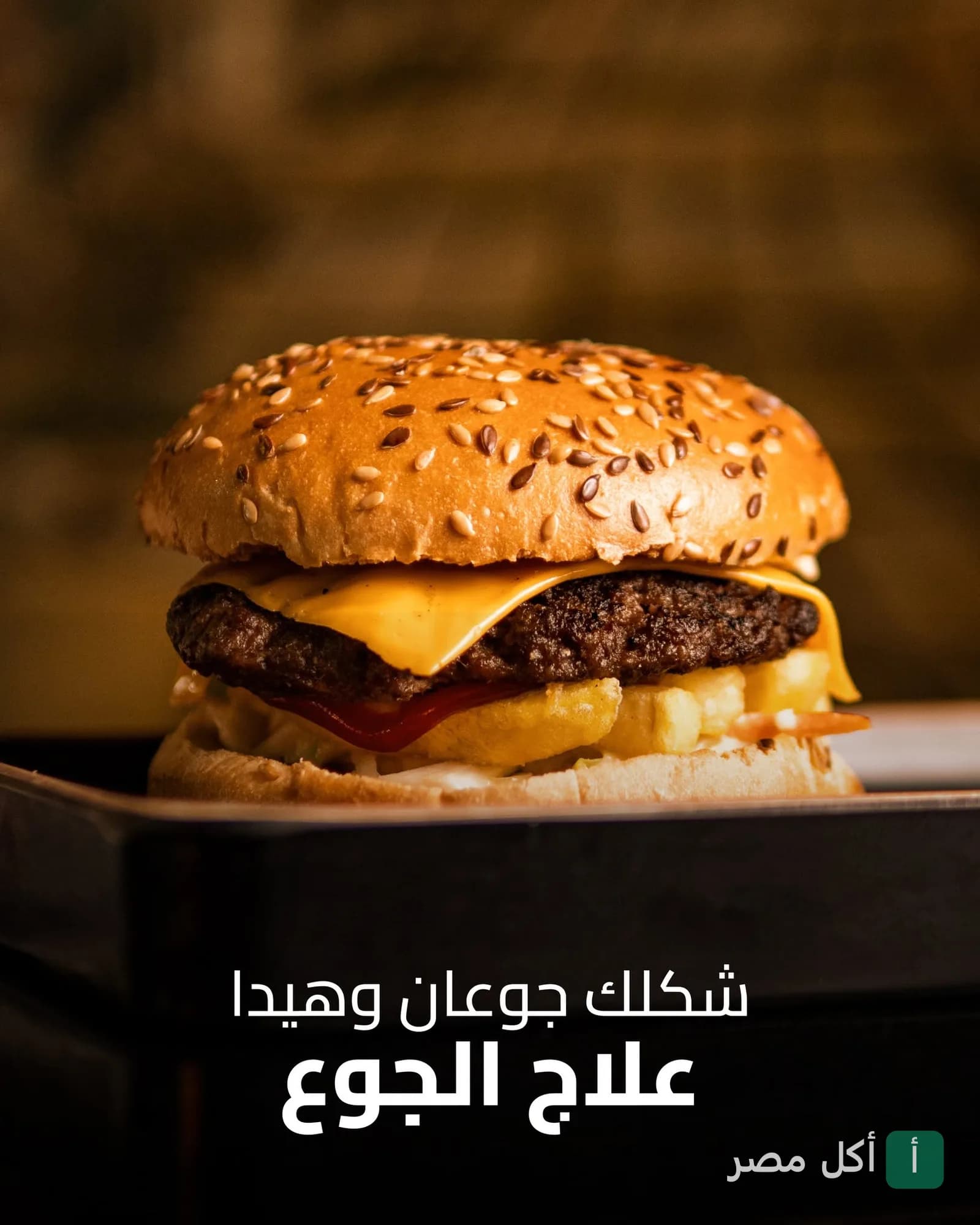 ساندوتش برجر بالجبنة والبطاطس من قائمة مطعم الطيب في عين شمس.