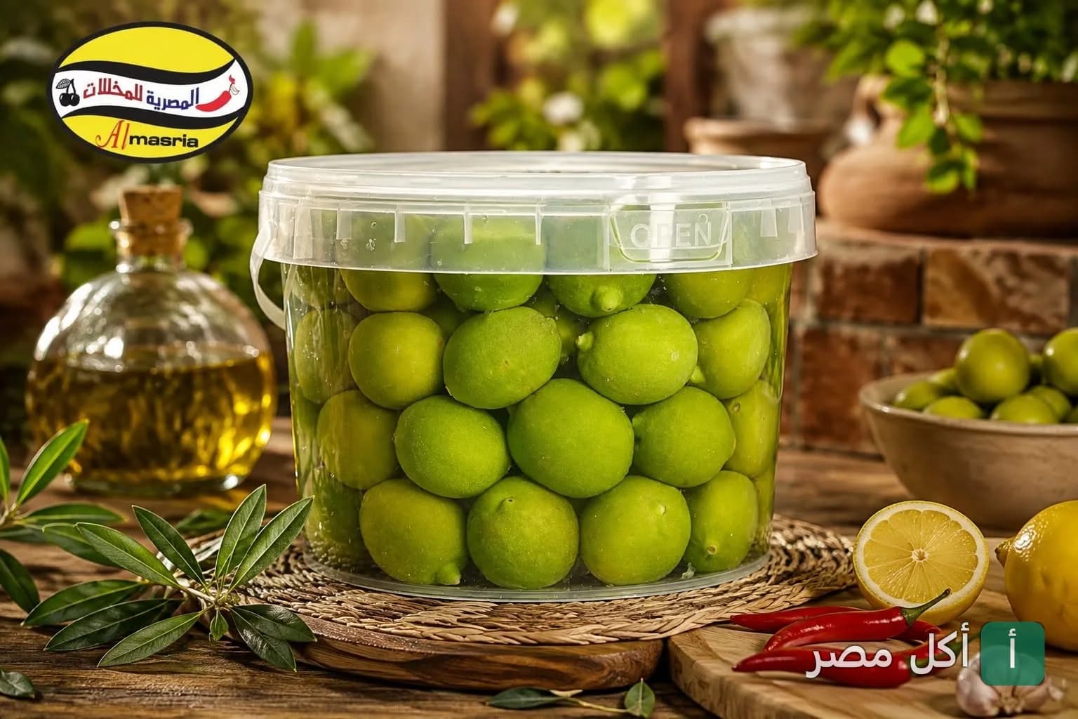 عبوة بلاستيكية شفافة مليئة بالليمون المخلل من المصرية للمخللات في عين شمس.