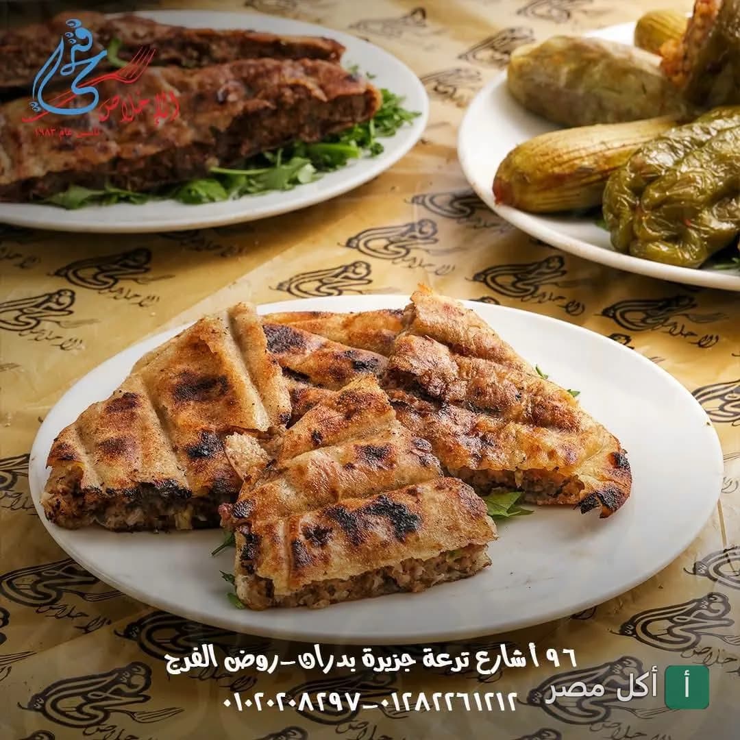 أطباق حواوشي ومحاشي متنوعة من مطعم الإخلاص فتحي في إمبابة.