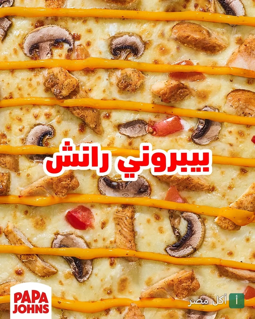 بيتزا رانش بالدجاج والمشروم من بابا چونز في الصف