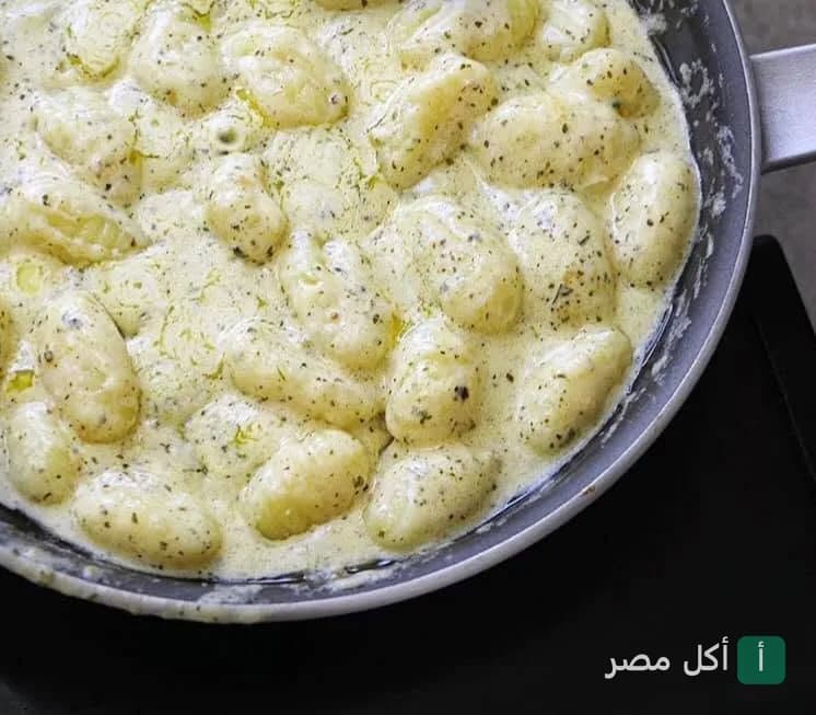 طبق نيوكي بصوص الكريمة والأعشاب في مقلاة بمطعم كابريتشي مصر
