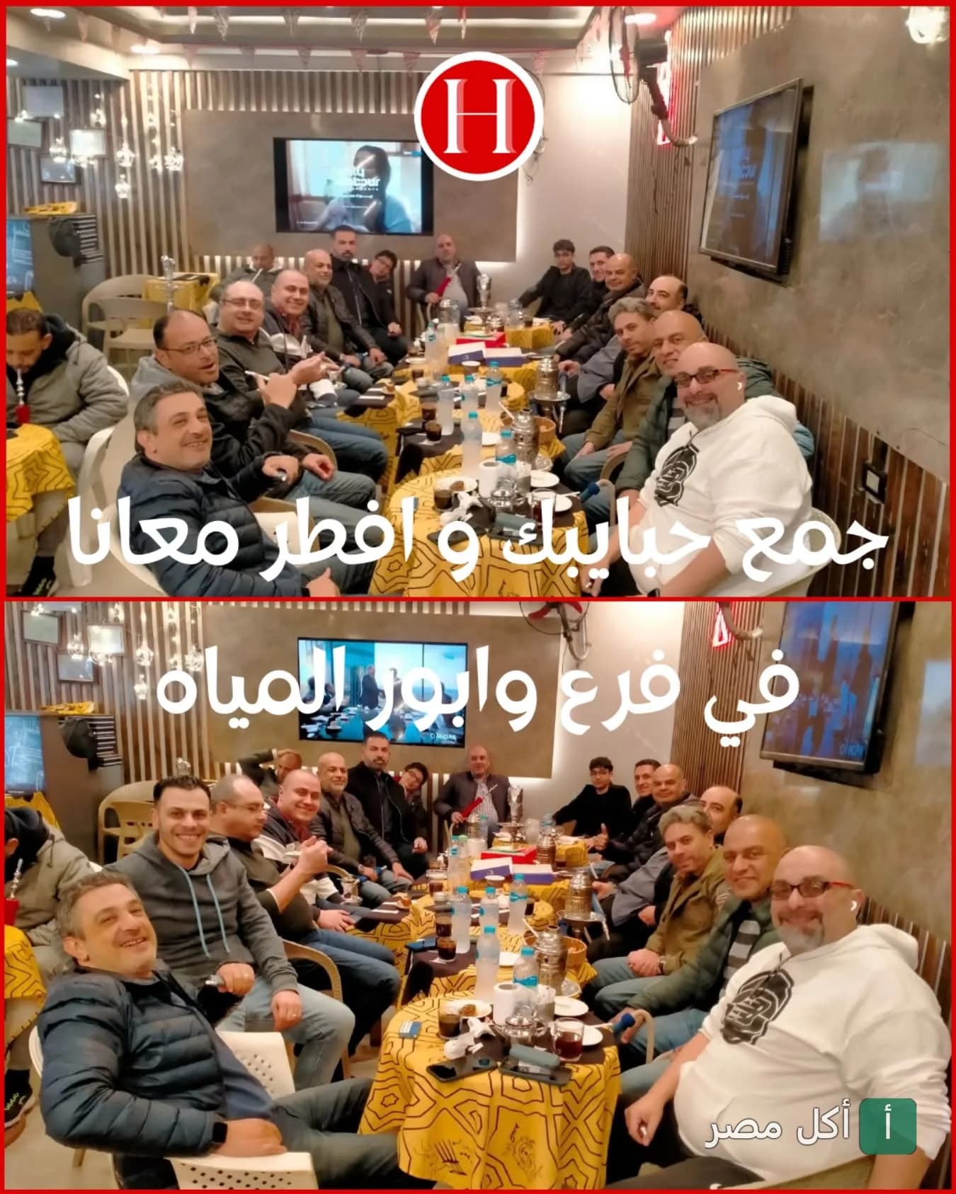 مجموعة من الأصدقاء يجلسون في همبكة كافية في مينا البصل بالإسكندرية في أجواء مريحة.